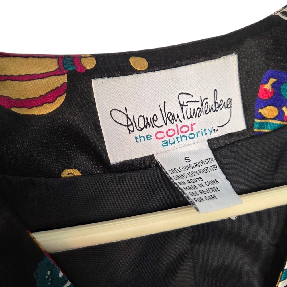 Vintage Diane Von Furstenberg Black Vest Color Authority Retro Artsy Size S - Picture 2 of 5